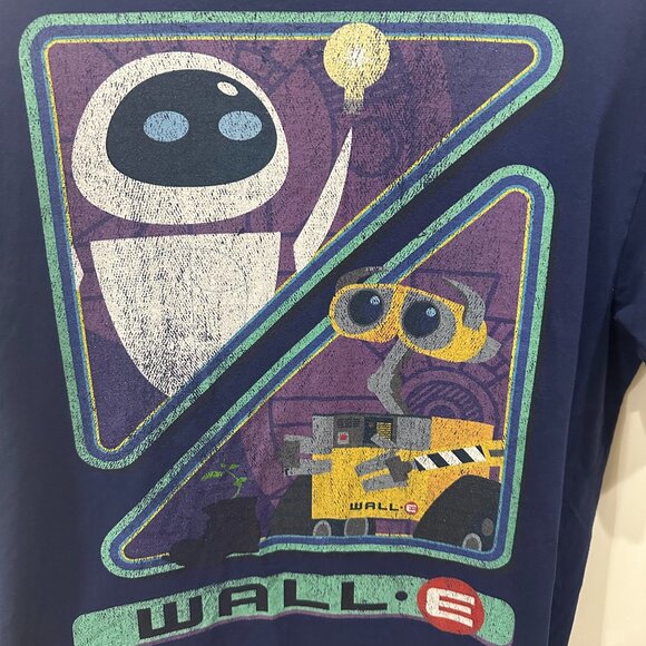 Vintage Disney Pixar WALL-E Retro Distressed Men's Purple Tee Shirt Size Large - Picture 1 of 8